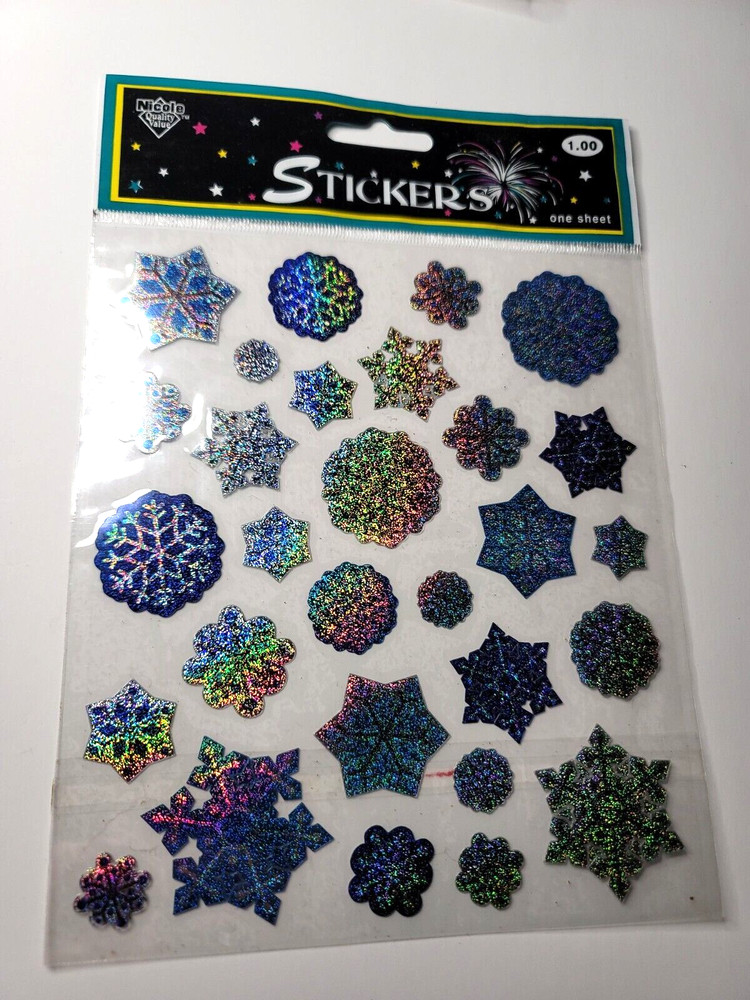 Nicole Quality Value Stickers 1 Sheet STK361 Prismatic Snowflake Winter Sparkle