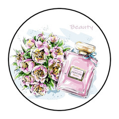 PERFUME BEAUTY ENVELOPE SEALS LABELS STICKERS 1.5″ ROUND (30) FAVORS FLORAL