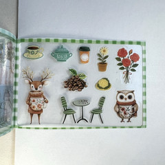 Cozy Coffee Animal Stickers Sticker Book Scrapbook Junk Journal Collage
