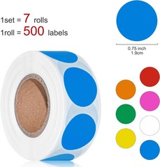 3500PCS 3/4″ Round Color Coding Dot Stickers, 0.75 inch 4 Color Circle Labels.