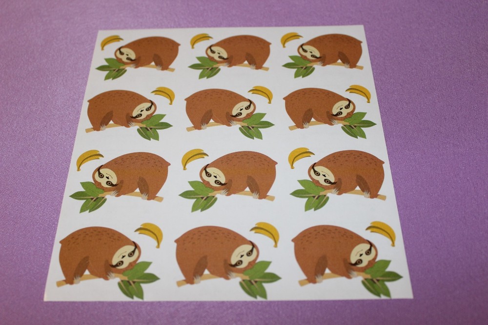 Mrs. Grossman’s Uncut Sheet of RARE 2018 Cheerful Sloths Animal Stickers!