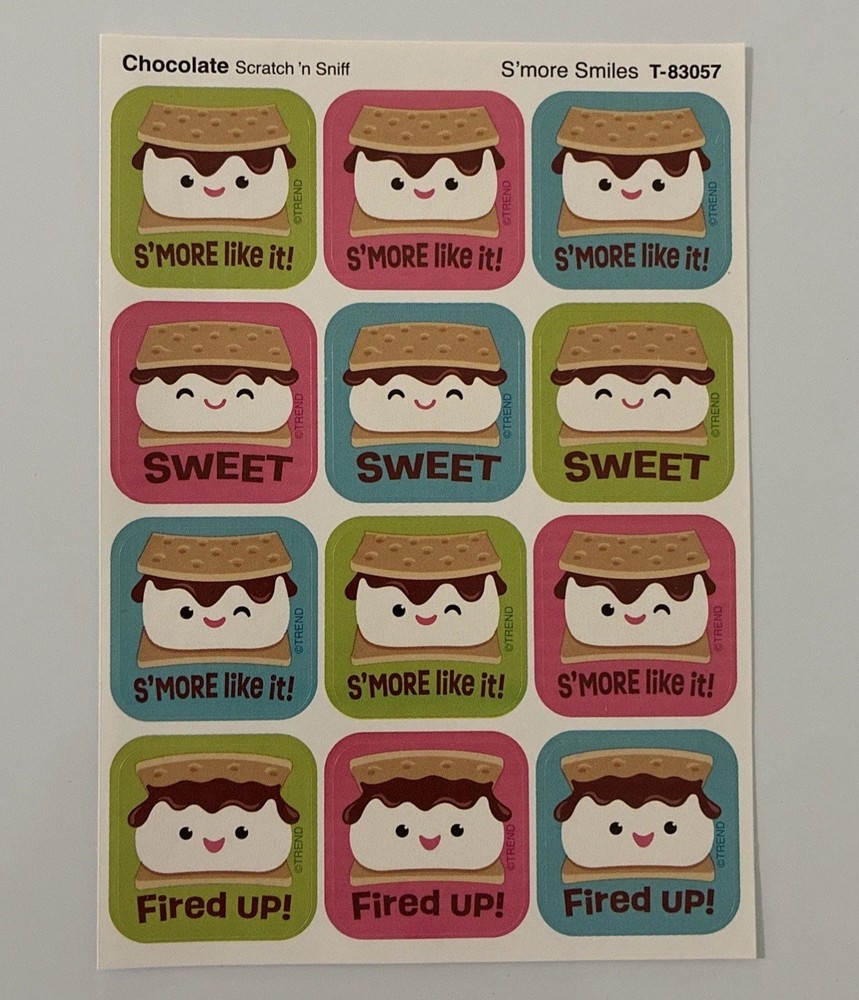 Chocolate Scratch ‘n Sniff Stickers S’more Smiles Single Sheet