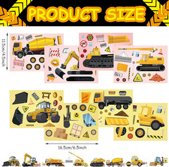 6.5‘’ X 4.5‘’ Make Your Own Construction Vehicle Stickers for Kids Boys Make a F