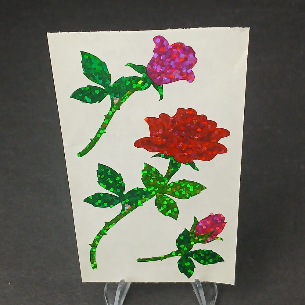 Hambly Studios Stickers Prismatic Red Rose Pink Rosebuds Romantic Flower