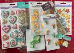 LOT #942 – RARE 3D STICKERS HEARTS STARS SWIRLS &FLOWERS JOLEE’S & MORE