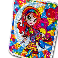 Lisa Frank Prism Sticker Holographic Moon Girl Fantasy Vintage Reproduction