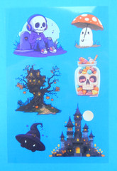 Halloween Clear Decal Sticker Sheet Style 8 Skeletons & Haunted Houses