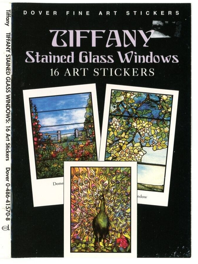 2001 Art Stickers Dover 16 Fine Tiffany Stained Glass Windows Booklet