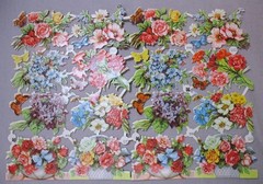 9 Full Sheet German Die Cut Paper Scraps Flowers Butterflies Victorian FAS #3150