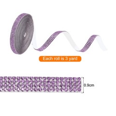 0.35 Inch Self Adhesive Rhinestone Strips 3 Yard for Crafts,Violet