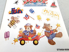 Freckle Press Summer Stickers – NOS Animal BBQ Beach Pool Scrapbook Sheets RARE