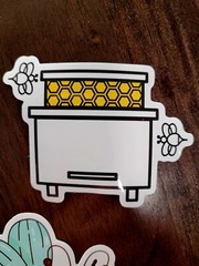 STICKERS x 5 Honey Bee Apiculture Beehive Cartoon Large Sticker BEE3