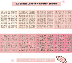 Kawaii Cute Animal Stickers, 200 Sheets for Journaling, Scrapbooking, Water Bott