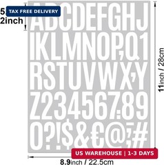 10 Sheets 500 Pcs Vinyl Letter Stickers, 2 inch Self-Adhesive Alphabet Numbers S