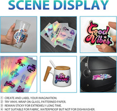 Holographic Sticker Paper for Inkjet & Laser Printer, 20 Sheets Printable Vinyl