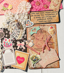Sweet Love Theme Papercraft Ephemera Kit, Scrapbook Stickers, Junk Journal Kit