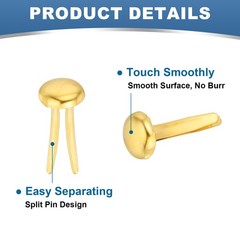 1000 PCS Paper Brass Fasteners Split Pins, Gold Tone, 4.5 x 8 mm