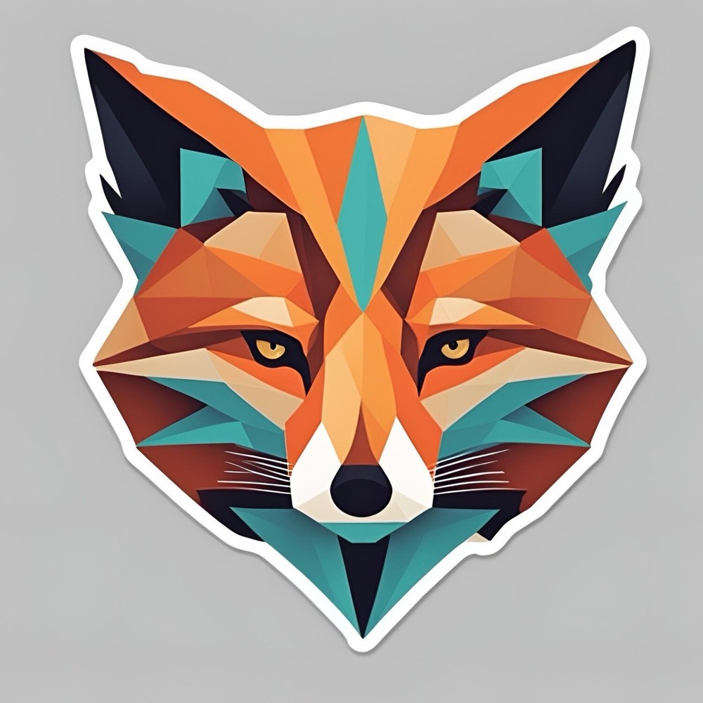 3×3” Geometric Colourful Fox Cool AMAZING STICKER!