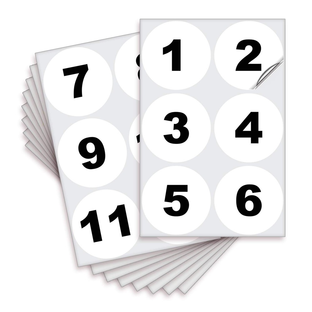 iSYFIX White Consecutive Number Stickers – 1 to 50, 4-inch, 1 set – Vinyl Sel…