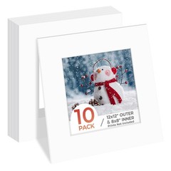 10 Pack 12×12 Photo Mat White Core Bevel Edge 7.5×7.5 Opening Acid Free Frame
