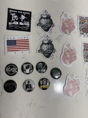 Brandy Melville Band/Other Pins and Stickers, 7 pins, 13 stickers