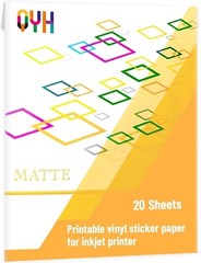 20 Sheets Matte Waterproof Printable Vinyl Sticker Paper for Inkjet & Cricut Use