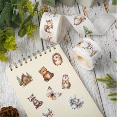 1000Pcs Woodland Animal Stickers Roll Watercolor Forest Animal Label Decals S…