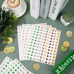 2400 Pcs St. Patrick’s Day Mini Stickers Shamrock Lucky Clover Pot of Gold Self-