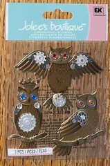 RARE Jolees ~ Steampunk Owls ~ On Branches With Gem Eyes Card Scrapbook Stickers