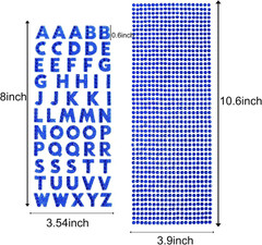 3 Sheets Glitter Alphabet Stickers and 1 Sheet Rhinestones Sticker Adhesive Rhin