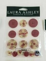 NEW Lot 4 Laura Ashley Adhesive Buttons Envelopes Maroon Floral Plaid -E