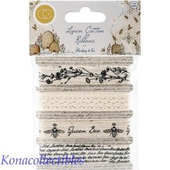 Craft Consortium Tell The Bees Cotton Linen Ribbon 4/Pkg