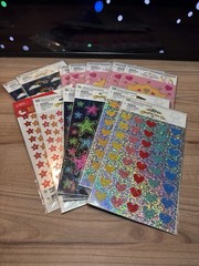Stickety-Doo-Da Glitter Sticker Lot 15 Packs Hearts Stars Rainbow Princess