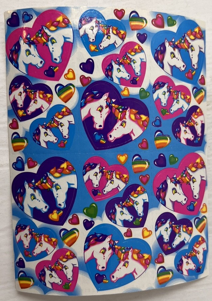 Vintage Lisa Frank hearts, and unicorns Sticker Sheet S168