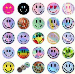 50PCS Smile Holographic Stickers | Cute Water Bottle Stickers for Kids, for T…