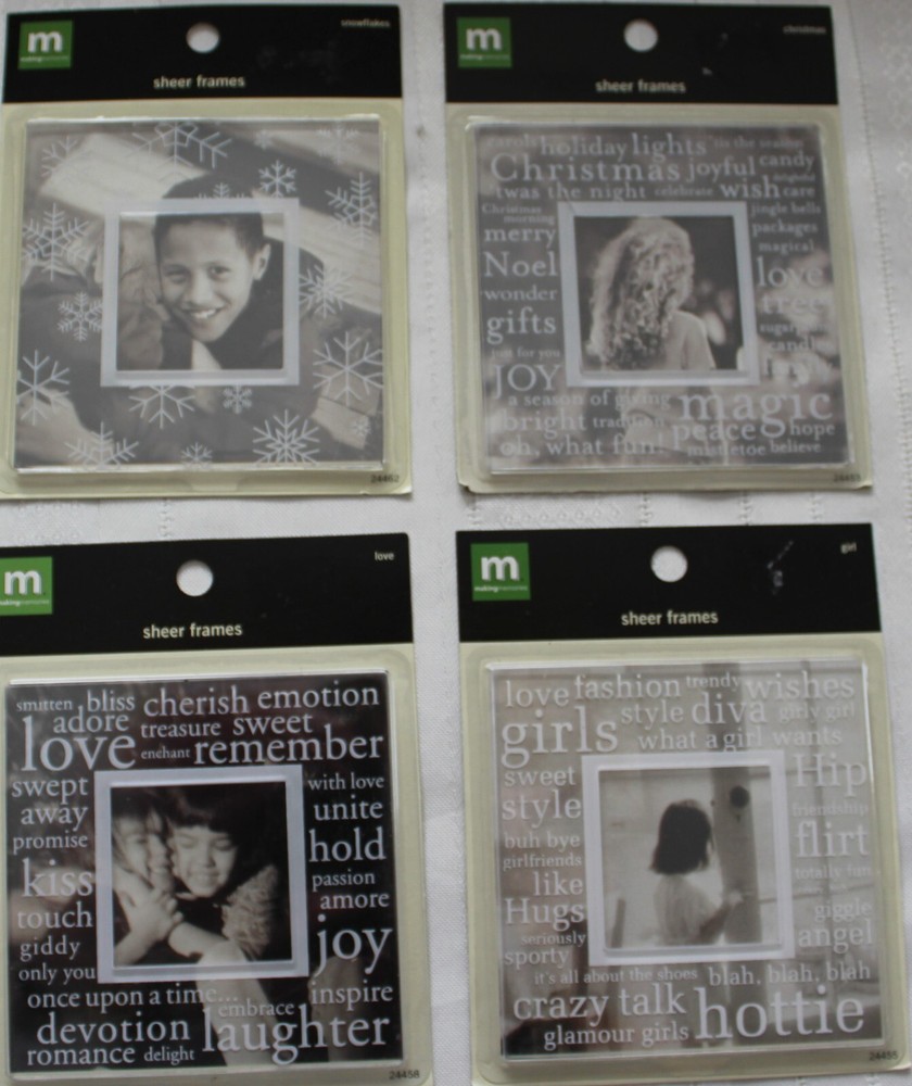 Sheer Frames (4) NIP by Making Memories 3.5″ x 3.5″ For 1.75″ x