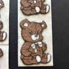 Lot Of 5 Vintage 1980’s Soft Fuzzy Teddy Bear 2” Sticker Brown White Bow Tie
