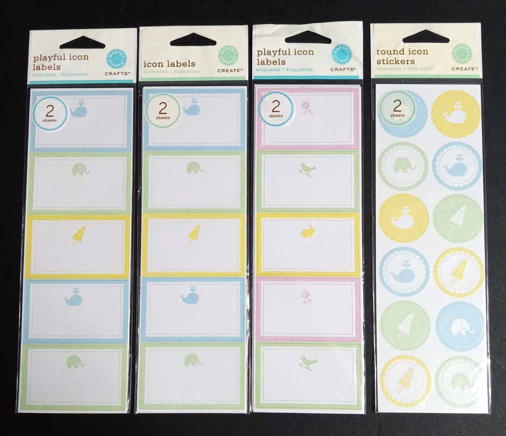 Scrapbooking Sticker Lot of 4 Packages Martha Stewart Round Pastel Baby Labels