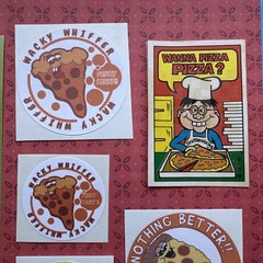 vintage 80s 90s + scratch & sniff PIZZA Stickers Sandylion Mark 1 Trend CTP Lot