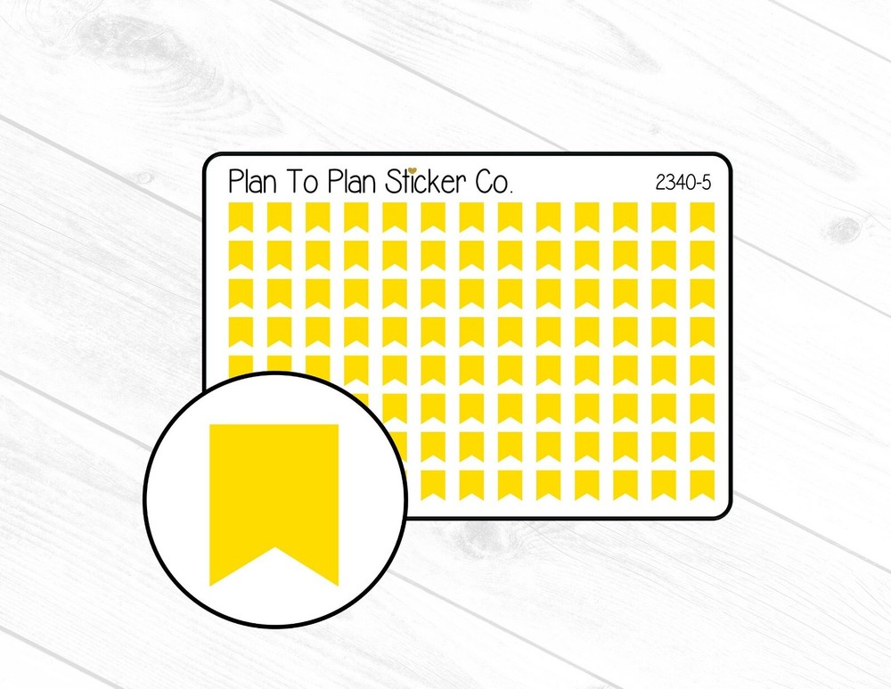 2340-5~~Yellow Mini Flags Planner Stickers.