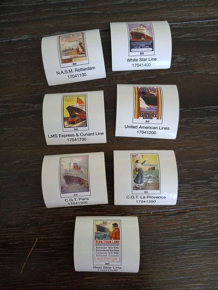 Lot of 7 Vintage Ocean Liner Stickers 2″×2″ (5x5cm) C.G.T. La Provence & More