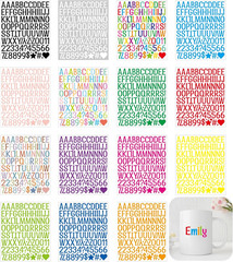 1920Pcs Letter Stickers 20 Sheets Alphabet Stickers 1 Inch Vinyl Self-Adhesive W