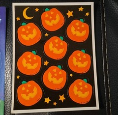 Vintage Hallowen sticker sheet bundle lot puffy scratch and sniff ghost pumpkin