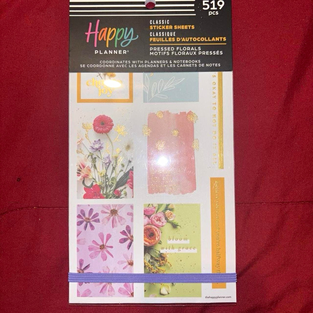 The Happy Planner Pressed Florals Classic Sticker Sheets 519 pcs Multicolor