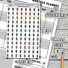 Push Pin Stickers, Mini Icon Reminder Planner stickers, Journals, Scrapbooks