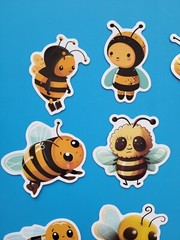 STICKERS x 10 Honey Bee Apiculture Beehive Cartoon Bees Vinyl Sticker B12C