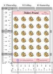 Moon and Star Icon Planner Stickers, Night Shift Sticker, Calendar Sticker