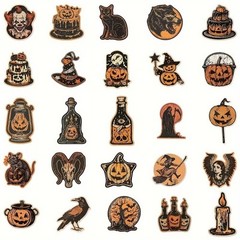 50pcs Retro Halloween Stickers Lot PVC Horror Junk Journaling Craft Scrapbooking