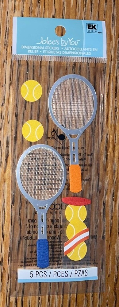 RARE JOLEES Mini TENNIS RACQUET BALLS Women Men Sports Scrapbook STICKER Die Cut
