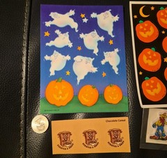 Vintage Hallowen sticker sheet bundle lot puffy scratch and sniff ghost pumpkin
